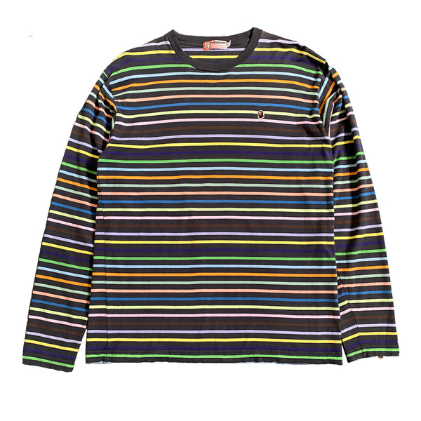 Bape Rainbow Striped Long Sleeve T-Shirt